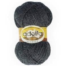 Пряжа Adelia Jessica, 67% шерсть, 33% полиэстер, 5*100 г, 260 м+-10 м, №13, темно-серый
