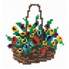 142 Набор для вышивания РС-Студия Корзина с цветами 10*10 см