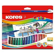 Фломастеры Kores 24 цвета, вентилируемый колпачок