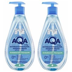 AQA baby Набор: 2 штуки Антибактериальное жидкое мыло для всей семьи, 400 мл,2 штуки