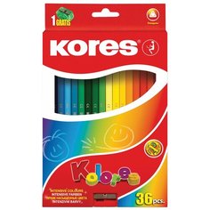 Карандаши цветные Kores 36 цветов, 3-гранные, точилка