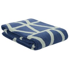 Полотенце жаккардовое банное с авторским дизайном geometry серо-синее wild, 70х140 см Tkano