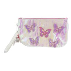 Косметичка Lukky с голографическими накладными бабочками, жемчужная, 24*13 см (Т17844) Lucky