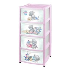 КОМОД ДЕТСКИЙ НА КОЛЕСАХ С АППЛИКАЦИЕЙ "ME TO YOU" 4 ЯЩИКА (розовый) Бытпласт