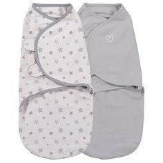 Конверты для пеленания из органического хлопка SwaddleMe Organic Starry Skies, серый/звезды (2 шт.), размер S/M Summer Infant
