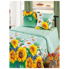 Комплект постельного белья Миланика, Подсолнухи, 2-спальный с евро простыней, Бязь 100% хлопок Milanika