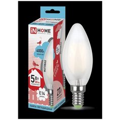 Упаковка светодиодных ламп 10 шт LED-СВЕЧА-deco 5Вт Е14 4000К 450Лм матовая IN HOME