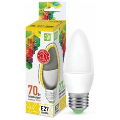 Упаковка светодиодных ламп 10 шт LED-СВЕЧА-standard 7.5Вт 160-260В Е27 3000К 600Лм ASD