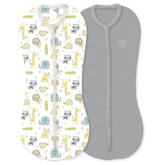 Конверты для пеленания новорожденных на молнии SwaddlePod серый/сафари (2шт.) Summer Infant