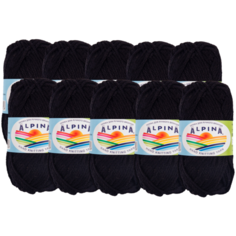 Пряжа Alpina Garry, 100 % хлопок, 50 г, 10 шт., 02 черный