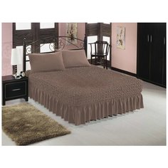 Универсальный чехол-покрывало на кровать с двумя наволочками, цвет капучино Karbeltex