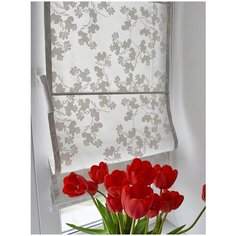 Римская штора Delfa Лира рисунок цветы, белый, ширина 62 см