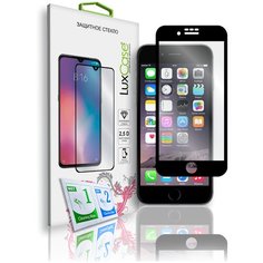 Защитное стекло для iPhone 6 Plus / на Айфон 6 Плюс / 2.5D / Полноклеевое Черная рамка 0,33 мм Lux Case