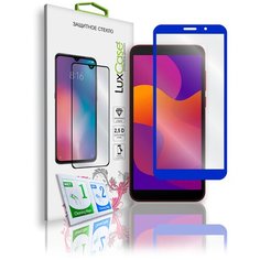 Защитное стекло для Honor 9S / 7S / Huawei Y5p / на Хонор 9s / 7s / Хуавей Y5p / 2.5D / Полноклеевое Синяя рамка Lux Case