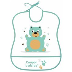 Нагрудник пластиковый Canpol babies мягкий, цвет: бирюзовый, рисунок: мишка (250989454)