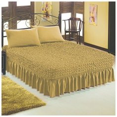 Универсальный чехол-покрывало на кровать с двумя наволочками, цвет горчичный Karbeltex