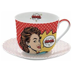 Чашка и блюдце для завтрака "Pop art" в подарочной упаковке Easy Life