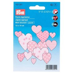 923201 Термоаппликация Пазл Сердца розовые 12шт Prym