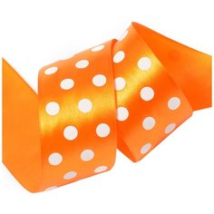 Лента атласная Ideal LDAG66802950 (60) горошек 50мм цв.оранжевый-белый уп.27,4м