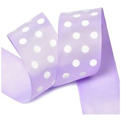 Лента репсовая в рубчик LDRG43002950 (108) крупный горошек 50мм цв.св.сиреневый-белый уп.27,4м Ideal