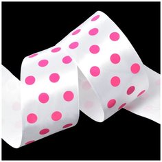 Лента атласная Ideal LDAG02918750 (6) горошек 50мм цв.белый-розовый уп.27,4м