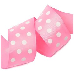 Лента репсовая в рубчик LDRG15502950 (87) крупный горошек 50мм цв.св.розовый-белый уп.27,4м Ideal