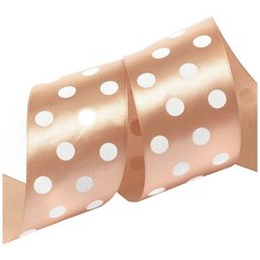Лента атласная Ideal LDAG81202950 (63) горошек 50мм цв.св.коричневый-белый уп.27,4м