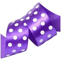 Лента атласная Ideal LDAG46502950 (51) горошек 50мм цв.сиреневый-белый уп.27,4м