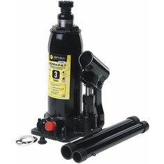 Домкрат гидравлический ER-80031S бутылочный с клапаном 3т, ремкомплект (выс. подъема 195-380мм) в кейсе эврика