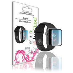 Защитная пленка для для Apple Watch Series 3 38 mm / Гибридное стекло / Керамическое стело / На весь экран Черная рамка Lux Case