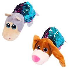 Мягкая игрушка-перевертыш ABtoys Собака-Овечка с пайетками, 16 см