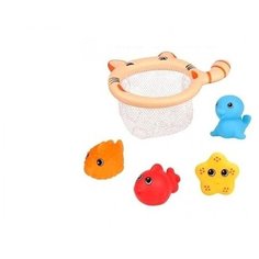 Игрушка для ванной Junfa 4 фигурки морских обитателей, с сачком (9010)