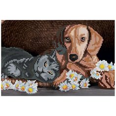 Кристальная мозаика Фрея "Собака и кот", 20*30 см (ALVR-113)