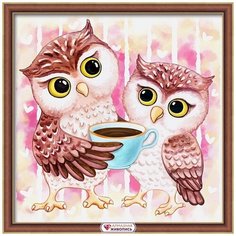 Мозаика Алмазная живопись "Совята и какао", 25*25 см (АЖ-1796)