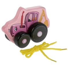 Деревянная каталка Буратино "Синий трактор", Мила, 12 см (KCT03)