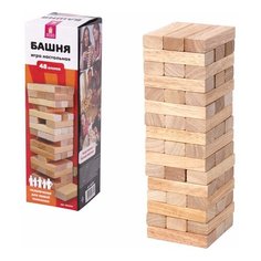 Игра настольная "БАШНЯ", 48 деревянных блоков, ЗОЛОТАЯ СКАЗКА, 662294