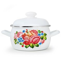Кастрюля "Розы" сферическая 2,0 л ЭСТЕТ