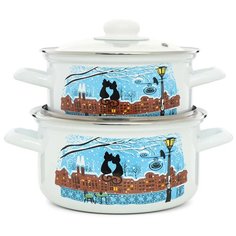 Набор посуды "Коты на крыше" цилиндрический 2,0 л 3,0 л 4 пр ЭСТЕТ