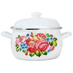 Кастрюля "Розы" сферическая 5,0 л ЭСТЕТ