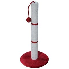 Когтеточка для кошек FOXIE Столбик с игрушкой 30x30x65см красный