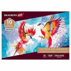 Альбом для акварели Brauberg бумага Италия 200 г/м, 25% хлопок, 245*345 мм, 10 листов (105911)
