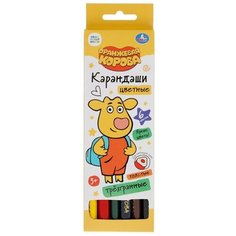 Цветные карандаши Умка Оранжевая корова, 6 цветов, трехгранные, толстые, в коробке (CPJ6-52091-ORCOW)