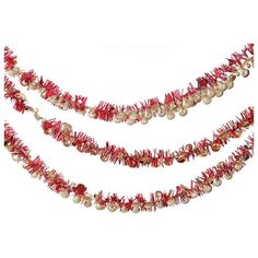 Гирлянда SNOWMEN цепь с мишурой ракушка, красный, серебристый, золотистый