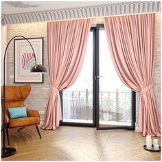 Комплект штор ВсеТканиТут "Блэкаут Bacio" 400х250 пудра с подхватом