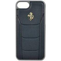 Чехол Ferrari для iPhone 7/8 488 (Gold) Hard Leather Blue