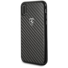 Чехол Ferrari для iPhone X/XS Heritage Real carbon Hard Black