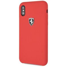 Чехол Ferrari для iPhone X/XS Silicone rubber Silver logo Hard Red