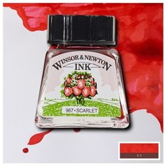 Тушь Winsor&Newton для рисования, алый, стекл. флакон 14мл Gamma