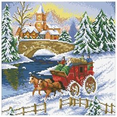 Алмазная мозаика Паутинка Зимняя прогулка, 35*40 см (ПАУ.М441)