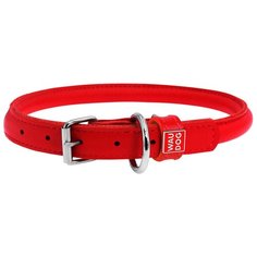 Ошейник кожаный круглый для длинношерстных собак красный 13 мм 45 – 53 см Collar WauDog Glamour (1 шт)